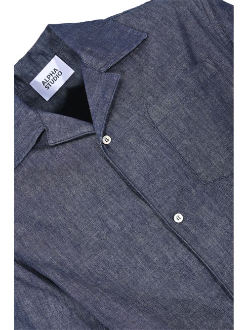 Camicia Bowling in cotone chambray Alpha studio | AU-5393L9000